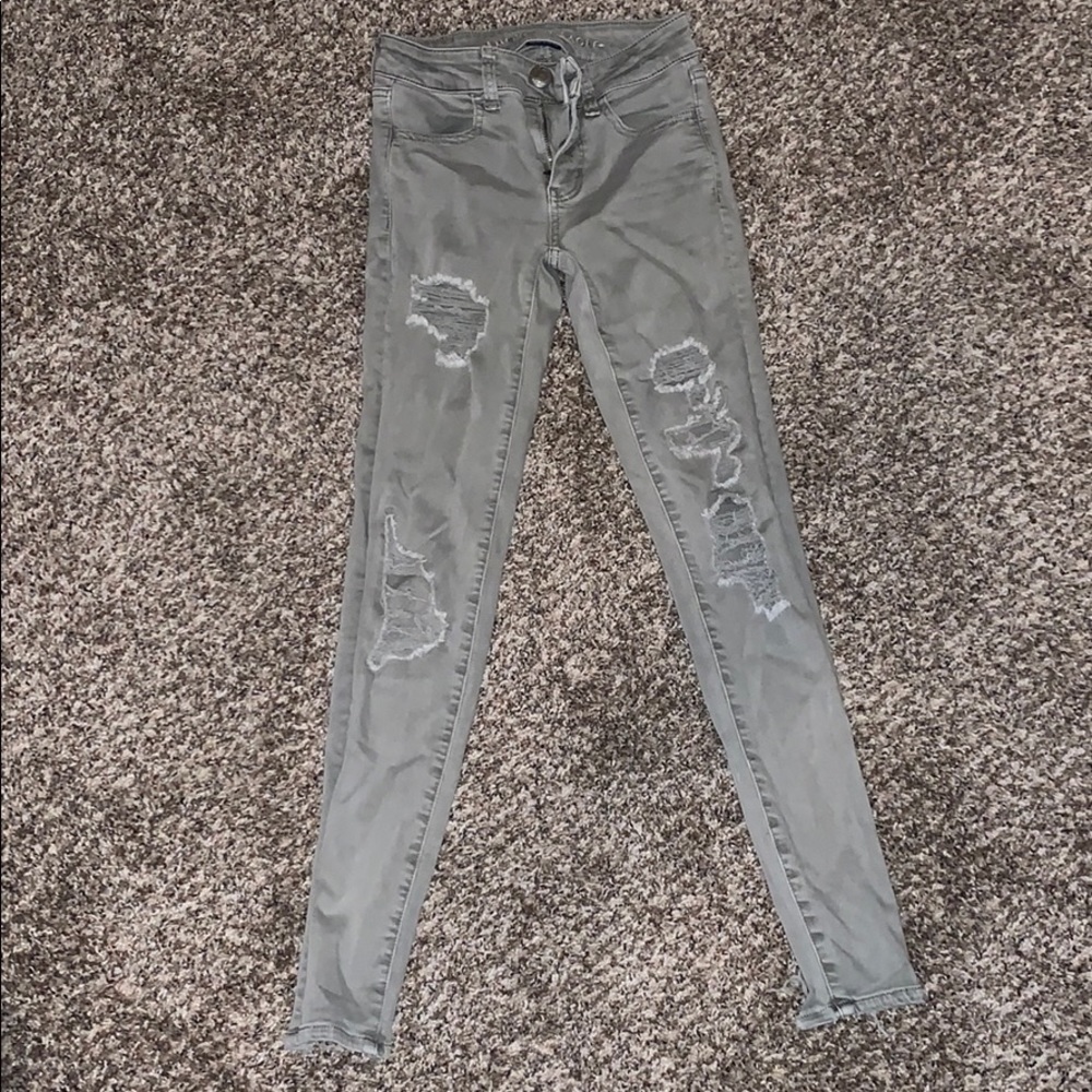 olive green skinny jeans